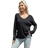 CHUADNGDA Womens Long Sleeve V Neck Sweaters Fall Casual Classic Soft Loose Fit Basic Pullover Jumper Top