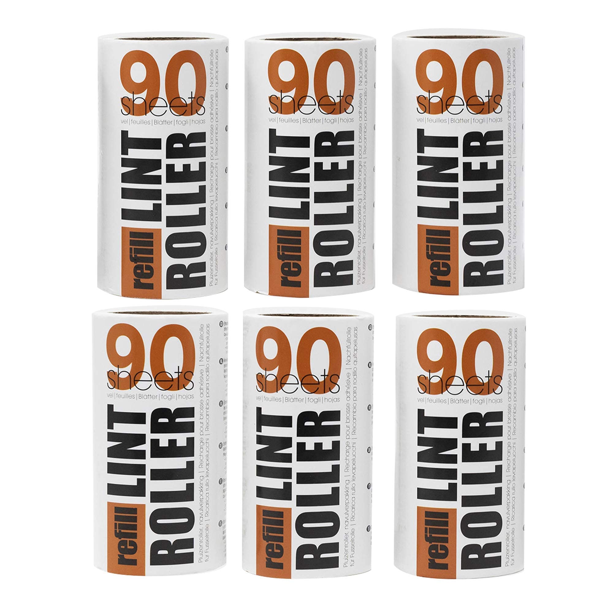 Redberry Value Lint Roller Refills - 6 Replacement Rolls - 90 Sheets per Roll - 540 SHEETS IN TOTAL - Perfect for Pet Hair, Fluff, Dust - Can be Applied at any Fabric