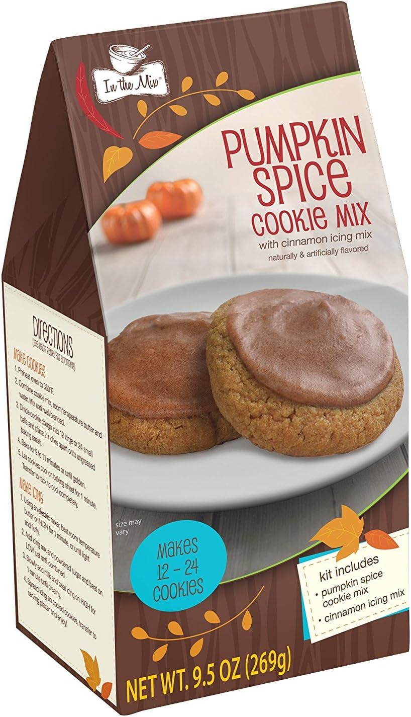 Pumpkin Spice Cookie Mix - In the Mix - 9.5oz (269g) - Includes Pumpkin Spice Cookie Mix, Cinnamon Icing Mix - Makes 12 to 24 cookies - Autumn Season Baking Kit