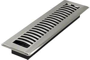 Decor Grates LAH212-NKL Louvered Floor Register, 2x12 Inches, Brushed Nickel