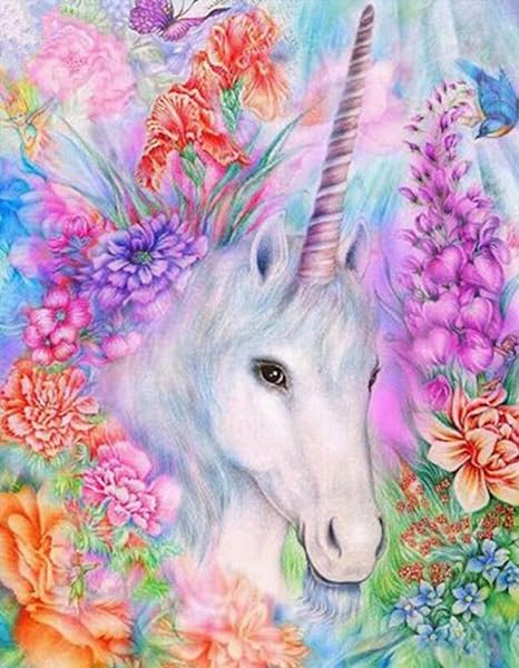Kit Per Pittura Con Gli Strass 5d Diamond Painting Kit Completo Disegno Di Unicorno Bianco Per Ricamo Su Tela Con Strass Punto Croce Diamond