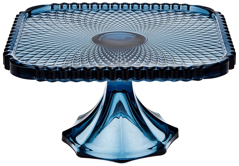 Godinger Belmont Blue Square Cake Plate 7.75" plate X 4