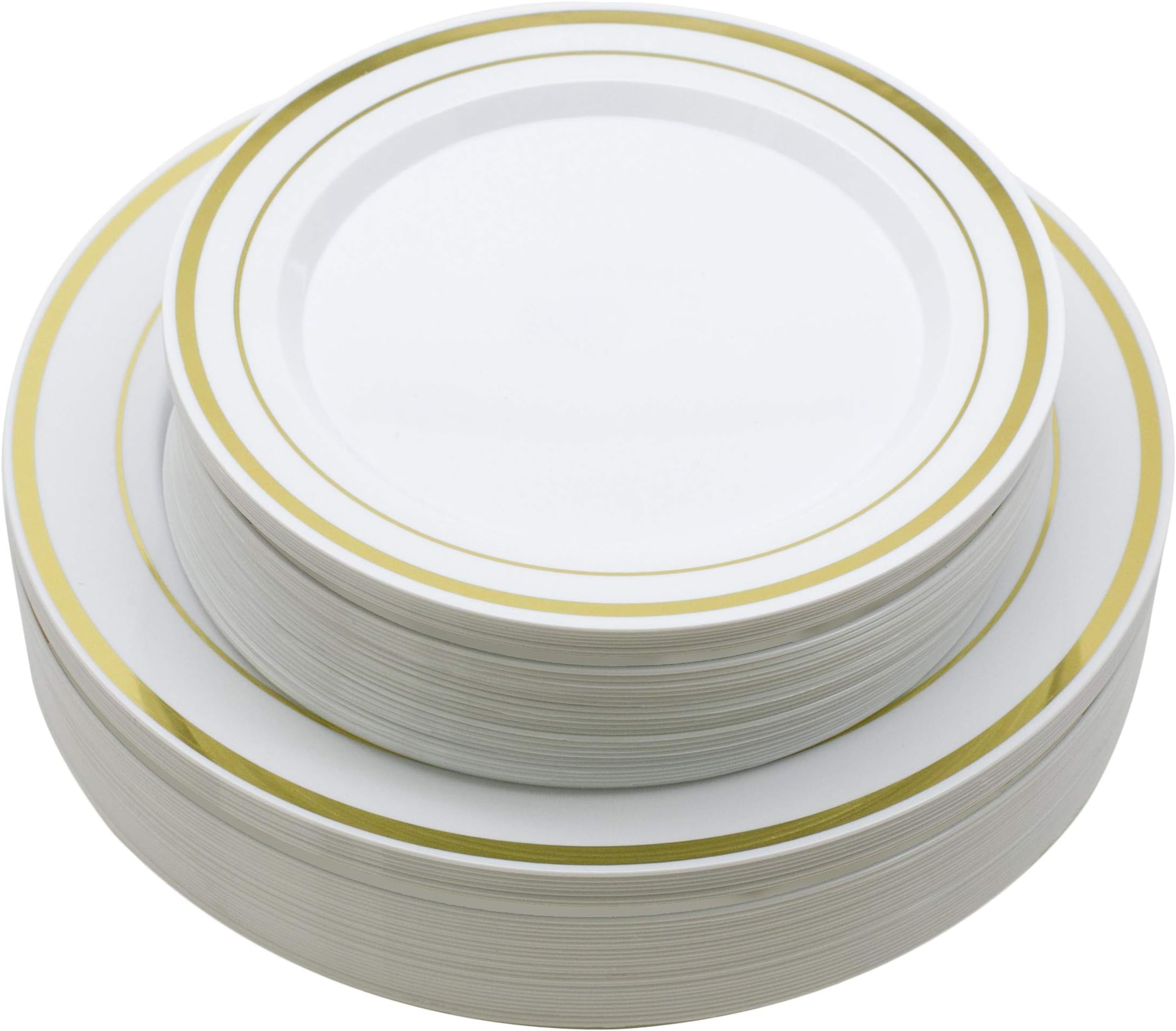 Parsley Vine 60 Pieces Gold Plastic Plates, Plastic Dinnerware Set, Premium Heavy Duty Gold Disposable Plastic Plates, 30 Premium 10.25 Inch Dinner Plates and 30 Disposable 7.5 Inch Dessert Appetizer