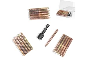 SWOZZTO 16PCS 1/4"-20 x 2 Hanger Bolts Kit & 1PCS 1/4"-20 Hanger Bolt Driver with 1/4 Hex Shank,Double-Headed Screws,Self-Tapping Screw,Wood Dowel Screw,Suitable for Assembling Furniture