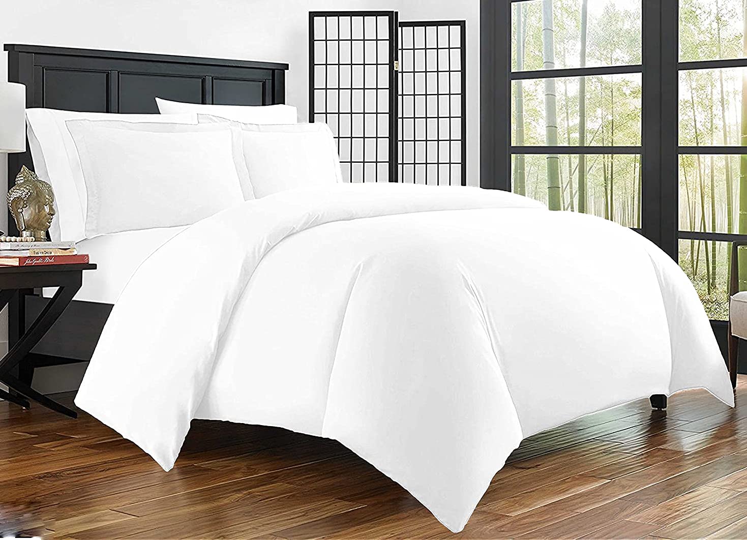 AmigoZone 100% Egyption Cotton 400 Thread Count Duvet Cover Set (White, Double)