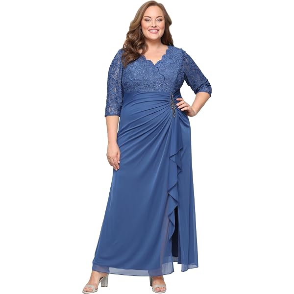 Amazon.com: Alex Evenings Women's Long Empire Waist Mother of The Bride Dress  with Flutter Sleeves (Plus Size) : Clothing, Shoes & Jewelry