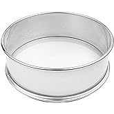 Vollum Stainless Steel Flour Sifter Fine Mesh Round Baking Sieve | 50-mesh sieve with 0.3mm holes ensures ultra-fine sifting. Measures 9.5" diameter x 2.5" high, ideal for professional baking.
