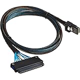 Monoprice 1m 28AWG Internal Mini SAS 36-Pin SFF-8087 Male to SAS 32-Pin SFF-8484 Female Cable, Black (108191) (2 Pack)