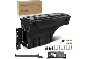 Nilight Truck Bed Tool Box Left Drivers Side Truck Tool Box Fit for Dodge Ram 1500 2500 3500 2002-2018 ABS Swing Case Truck Bed Storage Box w Lockable Lid Waterproof Wheel Well Toolbox, without Rambox