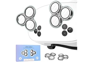 MS.CLEO Camera Lens Protector Film for Meta/Oculus Quest 3s, VR Accessories Lens Cover, 9H Tempered Glass, Aluminum Alloy Frame, 360° All-Round Protection, HD Anti-Scratch Accessories for Quest 3s (Silver)