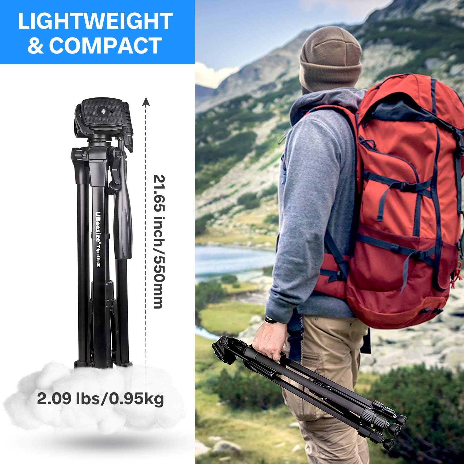 Camera Tripod, UBeesize 55-Inch Lightweight Aluminum Travel Tripod Stand for Canon Nikon Sony DSLR Digital Olympus Video Camera with Universal Smartphone Mount & Carry Bag & Bluetooth Remote : Camera & Photo