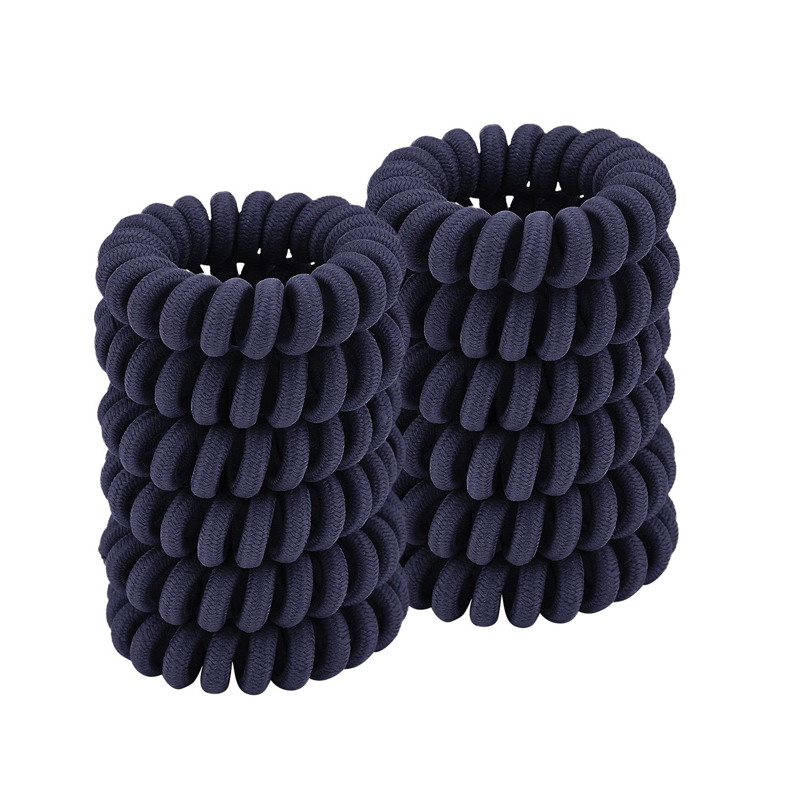 ZOUIQSS Spiral Hair Ties,Ponytail Holder Phone Cord Hair Coil Bands for Women Girls,Traceless,Strong Hold,Suitable for All Hair Types(Cloth Navy,12 Pcs)