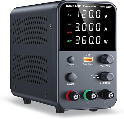 NANKADF DC Power Supply 0-120V 0-3A USB Fast Charge 18W 4-Digit Display