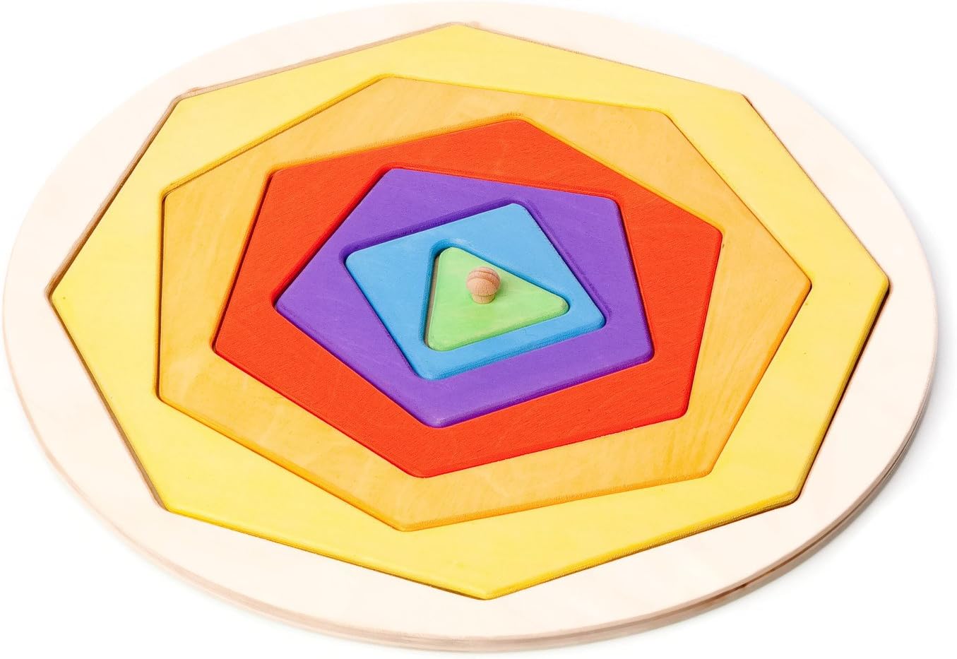 Wooden Geometric Polygon Shape Puzzle - Montessori Toy (Handmade In Europe)