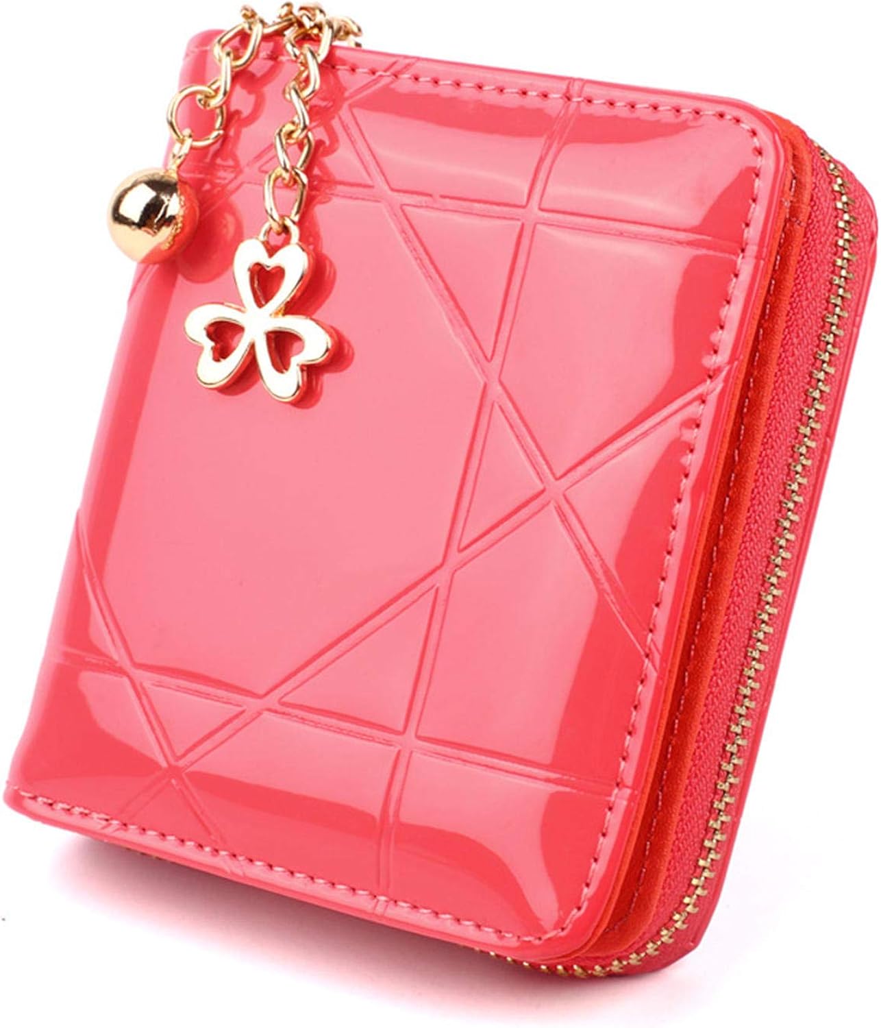 Women's Leather Wallet Zipper Pocket Wallets Small Compact Trifold