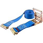 Erickson Ratcheting E-Track Strap - Blue, 2 in x 12 ft | 3,500 lb Capacity, 1,166 lb WLL - E-Fittings for Trailers, Vans &amp; Enclosed Hauling