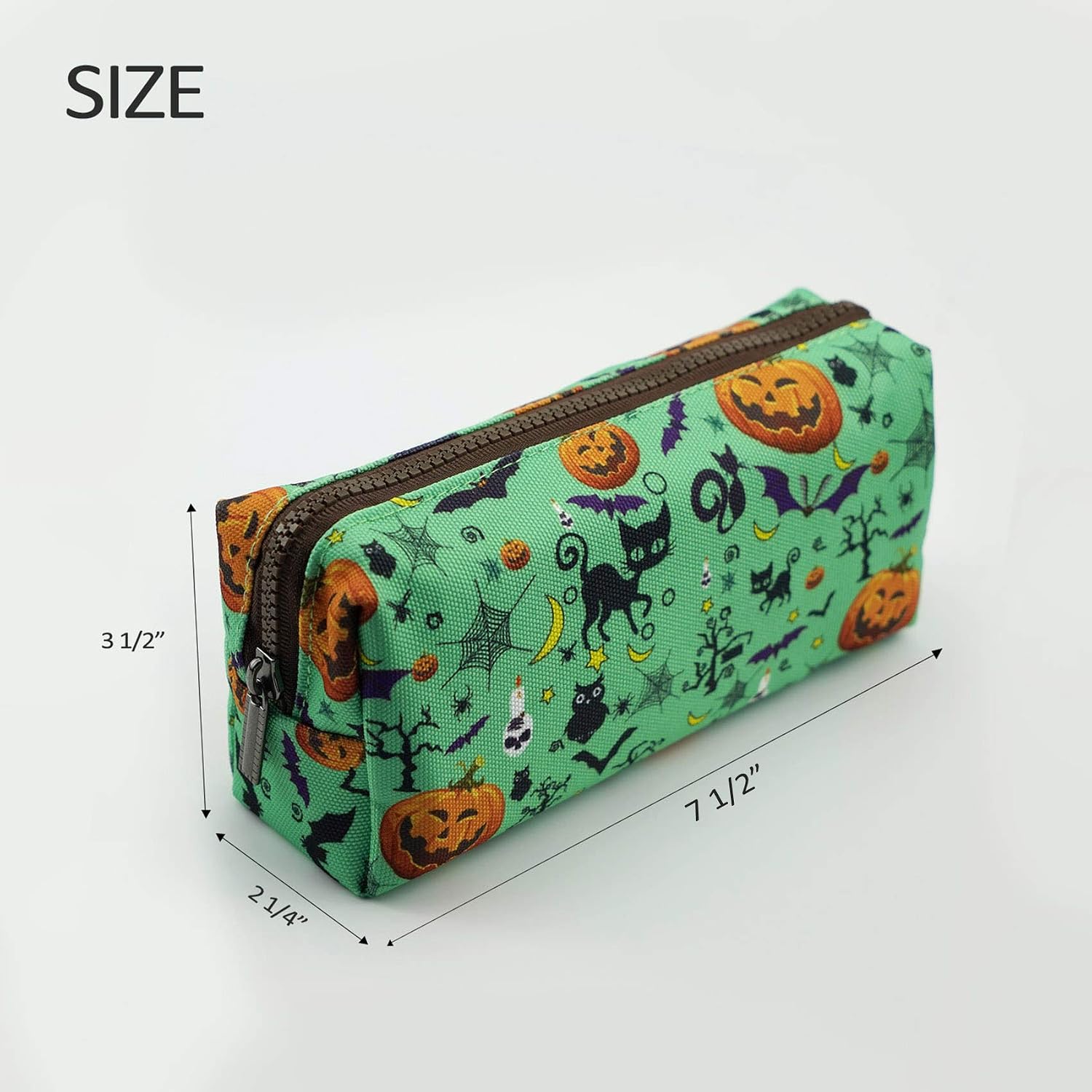 LParkin Halloween Canvas Pencil Case Pen Bag Pouch Stationary Case Makeup Cosmetic Bag, Blue - Image 3