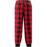 Ekouaer Boys Jogger Pajama Pants Long Plaid Pj Pants Elastic Waistband Lounge Pants with Pockets
