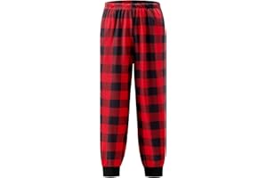 Ekouaer Boys Jogger Pajama Pants Long Plaid Pj Pants Elastic Waistband Lounge Pants with Pockets