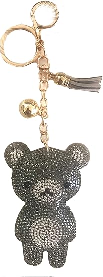 Amazon Co Jp キーホルダー くま デザイン レディース バッグ チャーム キーチェーン キーリング アクセサリー クリスタル スウェード風 レザー 手作り かわいい おしゃれ 鈴はダミーの為鳴りません シルバー 車 バイク
