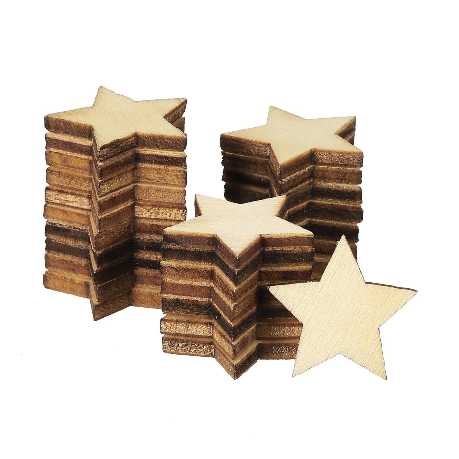 PATIKIL 20mm Wooden Stars, 300 Pack Unfinished Wood Stars Blank Wooden Cutouts Ornaments Natural Wood Pieces for Christmas Party Craft Projects