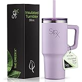 SIPX™ 30 oz Insulated Tumbler with Handle & Straw – Vacuum Insulated Stainless Steel, Leakproof, Cupholder Friendly – Perfect for Iced Coffee, Water & Travel – Purple