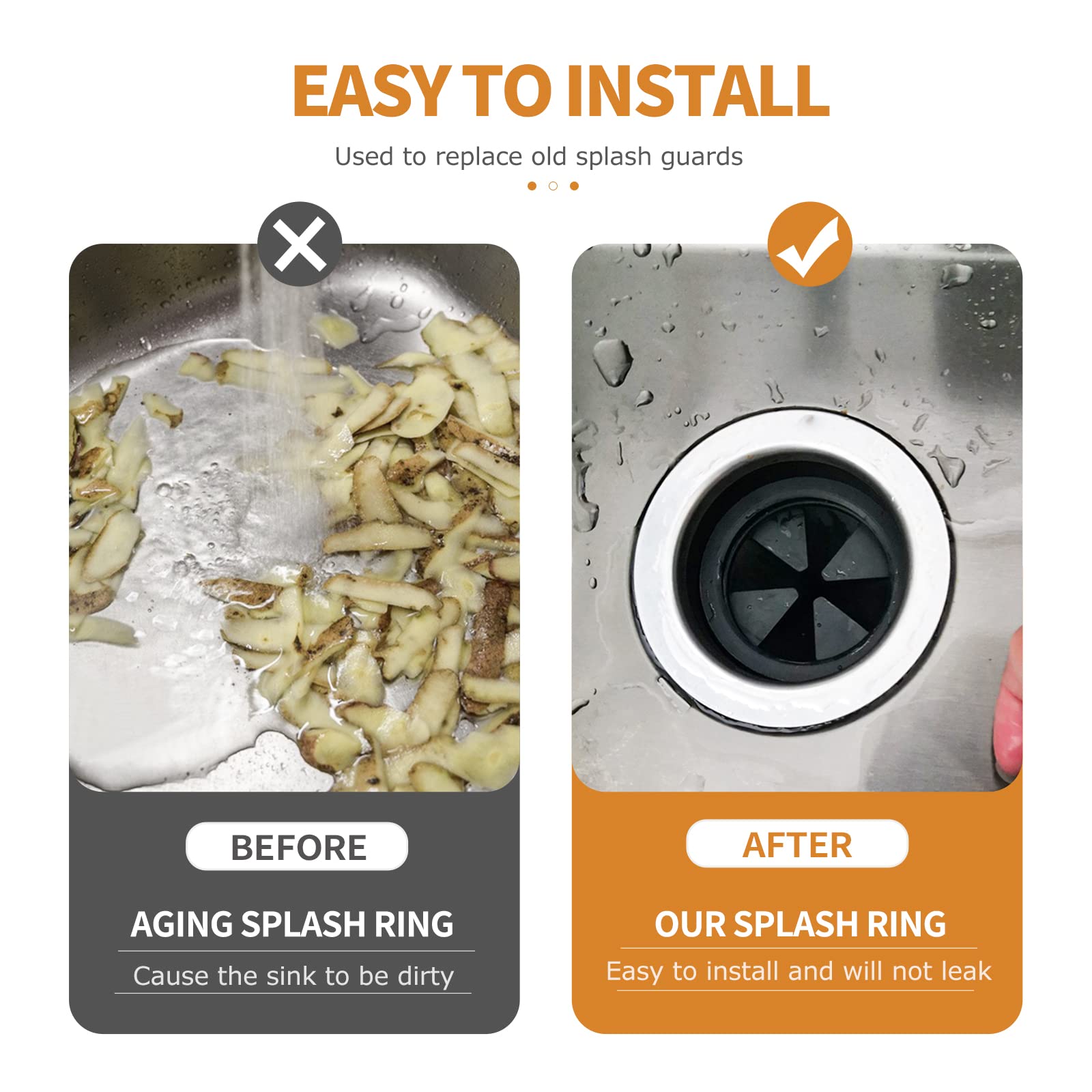 Upgraded Garbage Disposal Splash Guard, 2 Pack EPDM Rubber 3 1/8