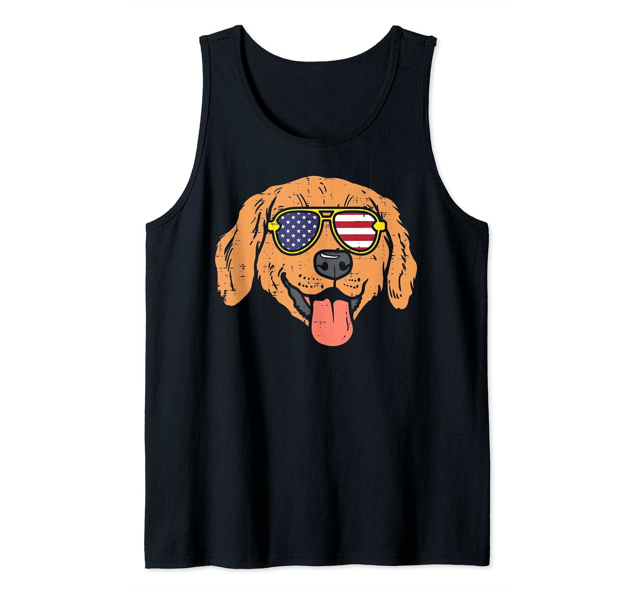 Golden Retriever American USA Flag 4th Of July Fourth Dog Tank Top
