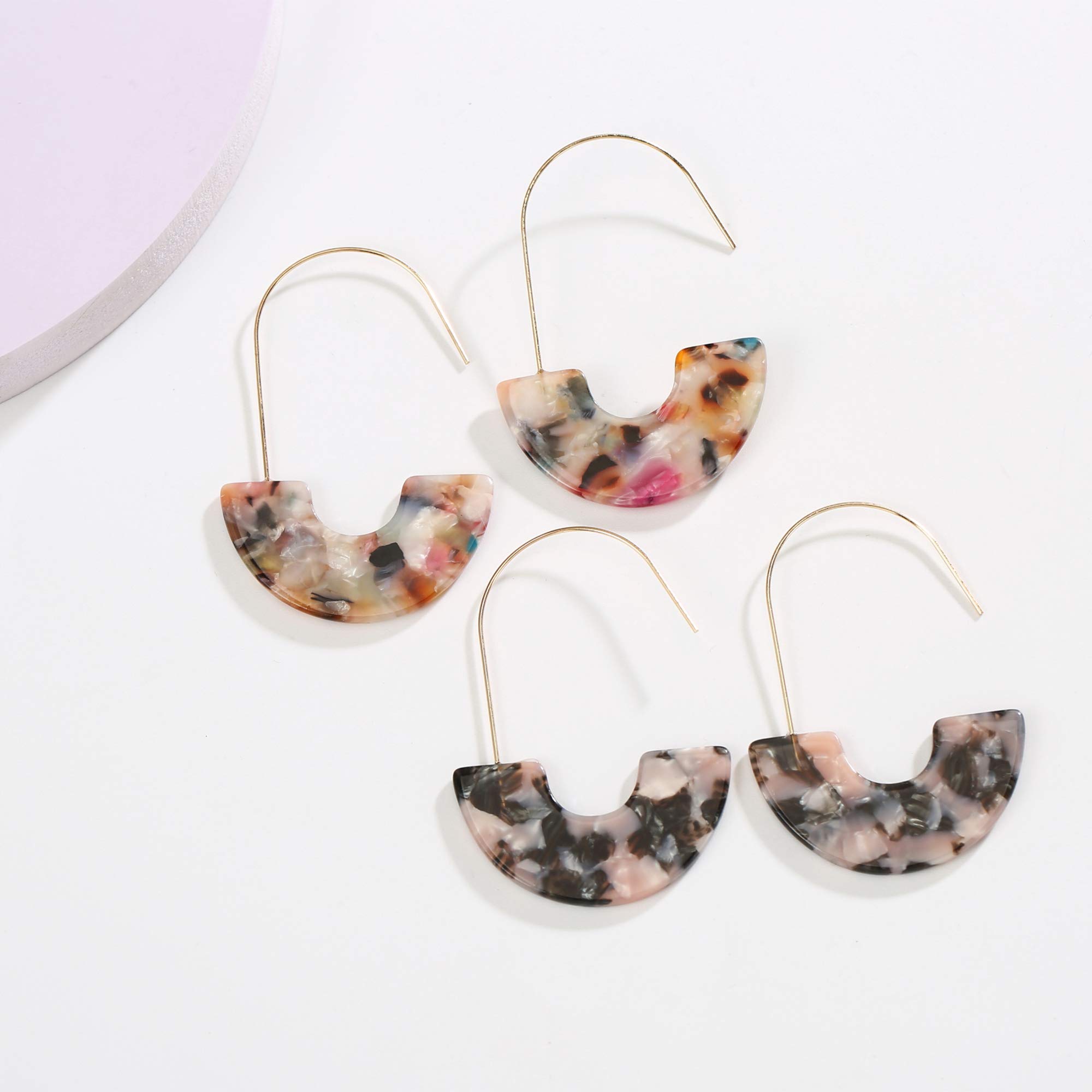 MVCOLEDY Acrylic Earrings Bohemian Style Drop Dangle Earrings Resin Earrings for Women Fashion Jewelry (Floral)