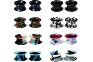 WBRWP 48/32/24/22/20/16/12pcs Ear Tunnels and Plugs - Double Flared Hollow Hard/Soft Silicone Ear Gauges - Ear Expander Stretcher Body Piercing Jewelry 8g-1"