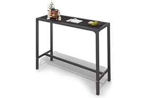 JEAREY Outdoor Bar Table 47'' Patio Bar Height Table Pub Bar Counter with Waterproof Frame and Adjustable Foot for Hot Tub, Patio, Backyard, Balcony, Poolside, Indoor