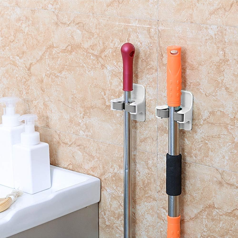 Broom Holder, McoMce Sturdy Broom Holder Wall Mount, Broom Gripper Holds Self Adhesive No Drilling Super Anti-Slip, Broom and Dustpan Hanger for Home, Kitchen, Garden, Garage Storage Systems, 4 PCS: Home Improvement