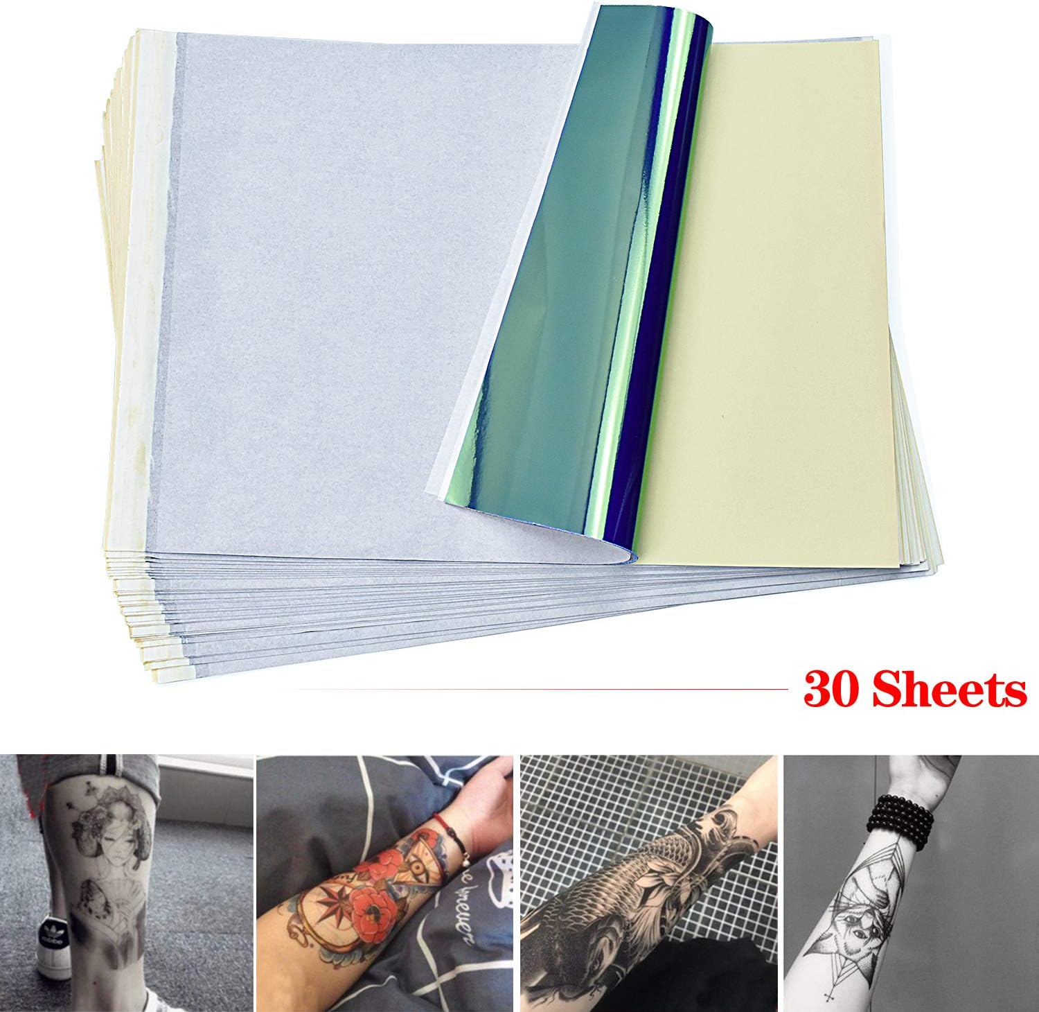 cococity 30 Pièces A4 Papier Transfert Tatouage Pochoir Tatouage Temporaire Papier Tattoo
