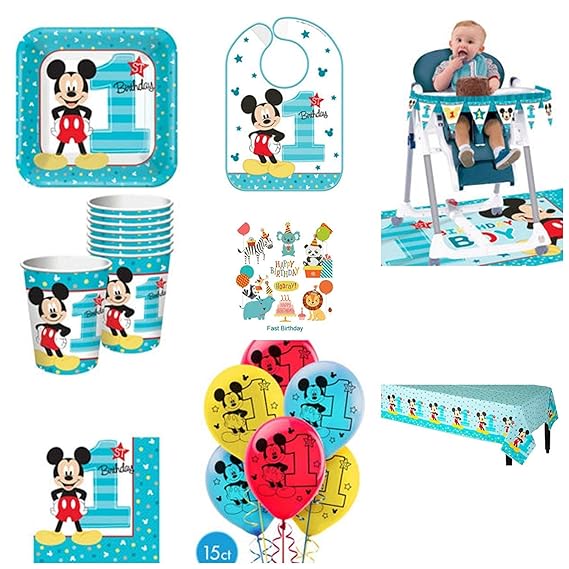 Amazon Com 1st Birthday Mickey Mouse Party Supplies Pack Including