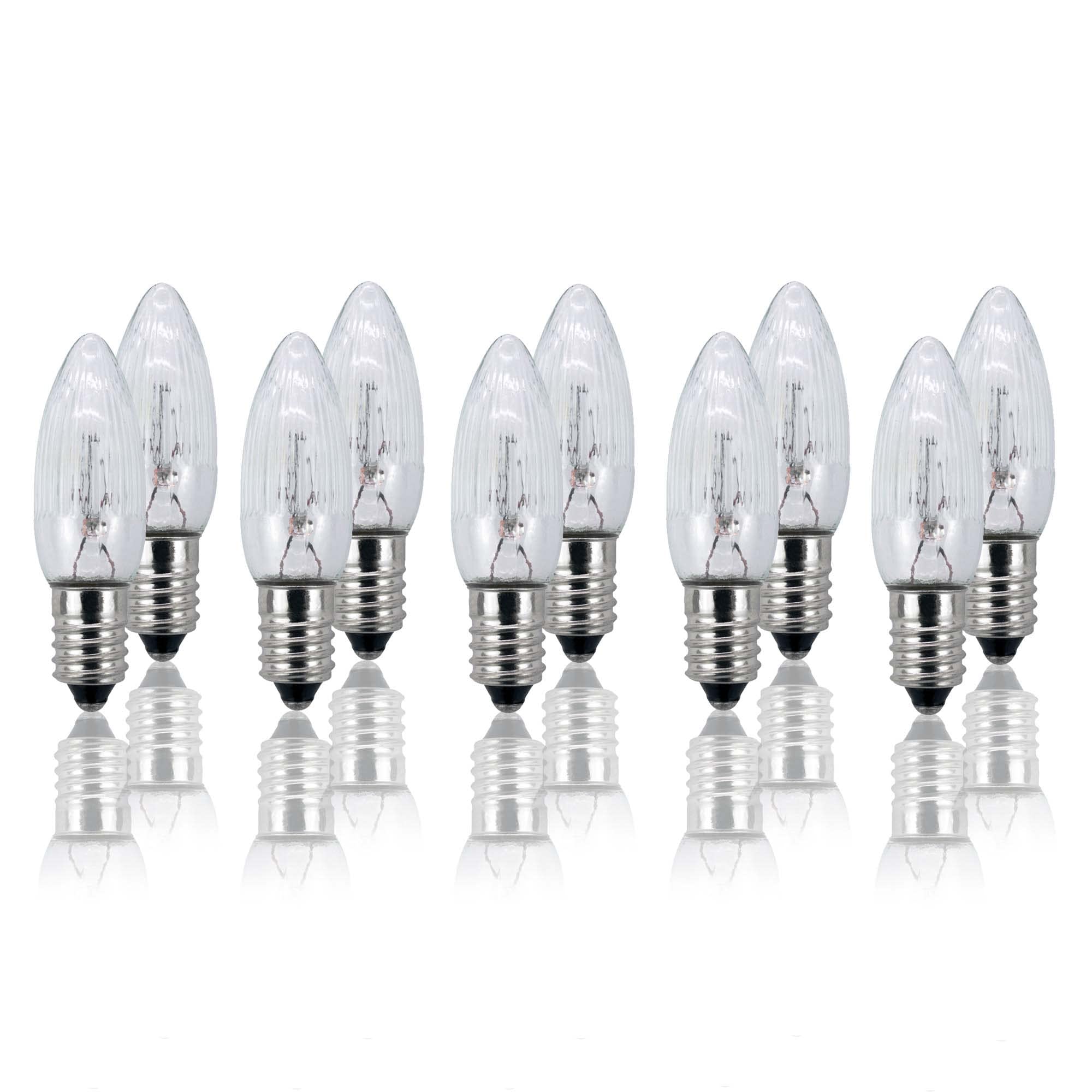 Hellum replacement candles for candle arch, 10 pcs 8V 2W fluted candle for Christmas tree candles fairy lights outside & inside with 30 burning points, bulbs for candle arch E10/ 8V/2W/17 lumen 950014