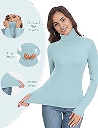 Womens Long Sleeve Turtleneck T-Shirts Mock Neck