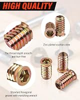 Jeboler M8x20mm Threaded Insert Nuts for Wood 20Pcs Hex Socket view 3