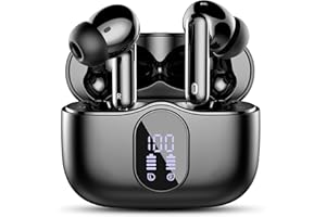 BTOOTOS Wireless Earbuds, Bluetooth 5.4 Headphones Bass Stereo, Ear Buds with Noise Cancelling Mic LED Display, IP7 Waterproof in Ear Earphones, 36H Playtime for Laptop Pad Phones Sports Workout, Black