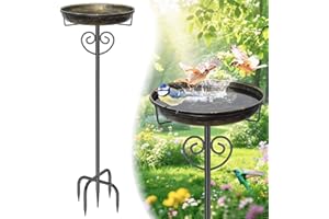 jsyonii Metal Bird Bath for Outdoor, Garden Freestanding Birdbaths & Birdfeeders with Removable Bird Baths Feeder Bowl Heavy 