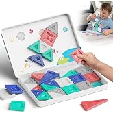 Magnetic Tiles Travel Tin Set: Airplane Activities for Kids Ages 4-8 | 40 Pcs Morandi Building Blocks, 90+ Mins Quiet Play, 45s Cleanup, Powerful Magnets, Holds 7 Tiles, Portable for Car Trips