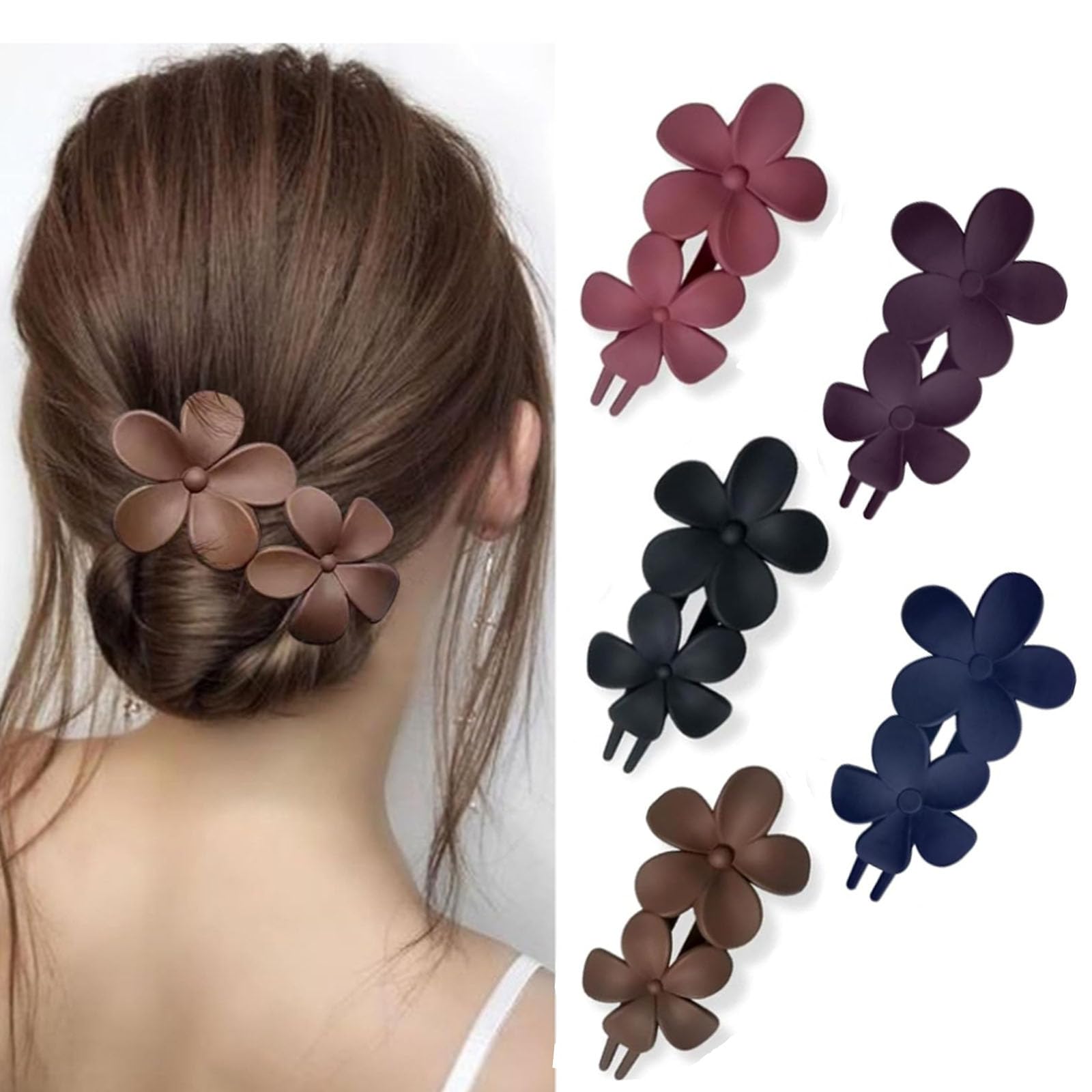 yufana 5 Pack Extra Large Hair Claw Clips, Matte Hair Clips, Large Hair Clips for Women, Hair Accessories for Women And Girls with Thick and Thin Hair. (black+dark red+navy blue+violet+brown)
