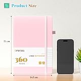 Smarpau 360 Pages A5 Leather Notebook Pink 100gsm with 2 ribbons 180° lay-flat view 2