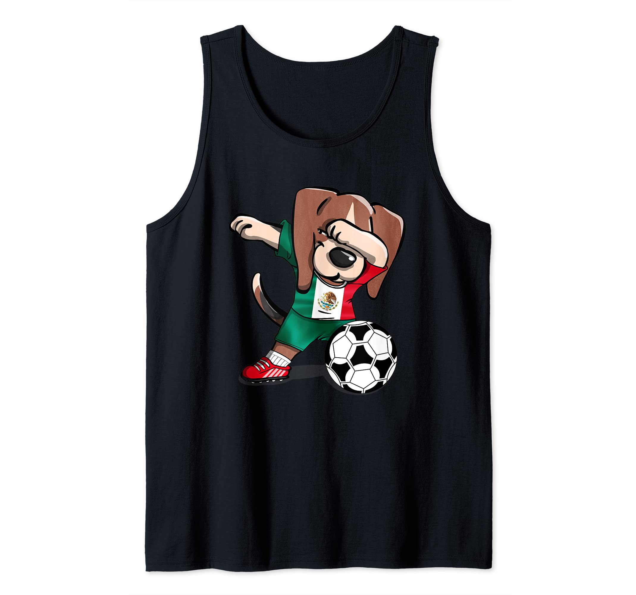 Dabbing Beagle Dog Mexico Football Mexican Flag Soccer Lover Tank Top