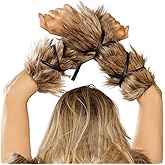 Medieval Brown Faux Fur Arm & Leg Warmers Costume Set for Men Women Cosplay Furry Hand Wraps Boot Cuffs Covers