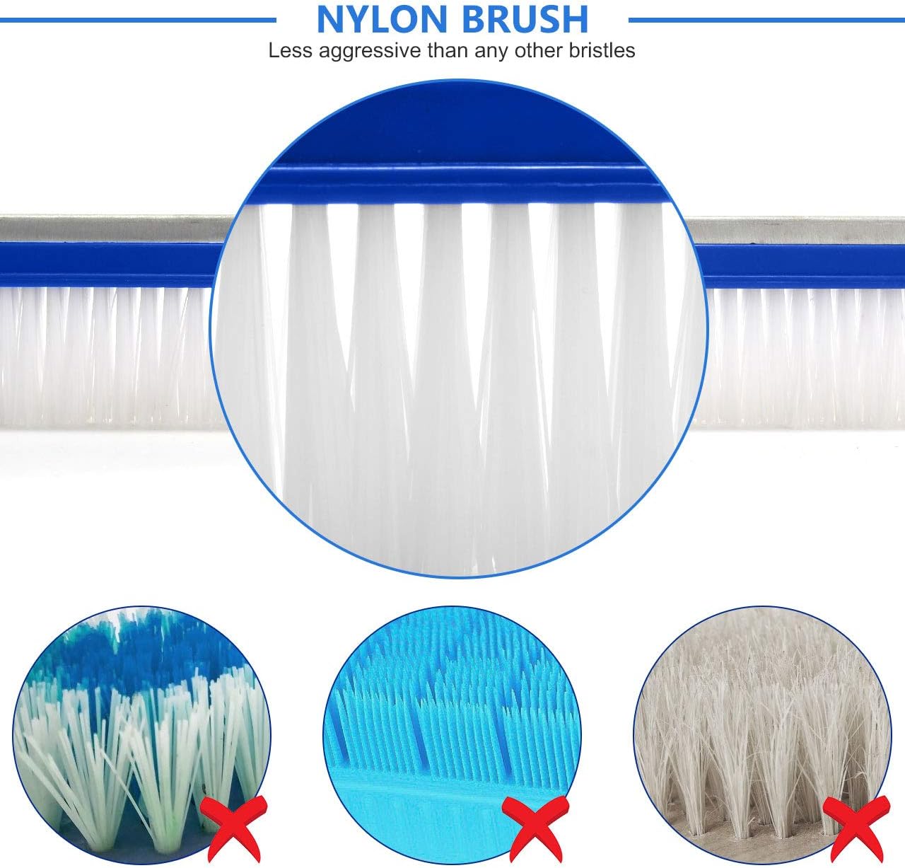 Aiglam Pool Brush, Swimming Pool Wall & Tile Brush 18" Aluminium Swimming Pool Cleaning Pole Brush Head Replacement Brush with EZ Clip & Nylon Bristles for Walls Tiles Floors(Pole not Included): Kitchen & Dining