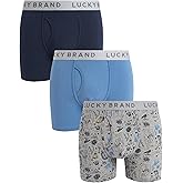 Lucky Brand Men's Boxer Briefs - 3 Pack Soft Stretch Casual Men's Underwear with Functional Fly Pouch Boxers (S-2XL)