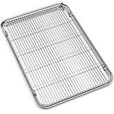 Large Set Baking Sheet and Cooling Rack Set, Bastwe 24L x 16W x 1H inch Professional Bakeware, Healthy & Nontoxic & Rustproof & Easy Clean