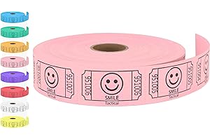 Tacticai 500 Raffle Tickets, Smile, Pink (1 of 8 Colors), Single Roll, Ticket for Events, Entry, Class Reward, Fundraiser & Prizes