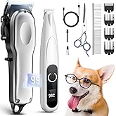 PAPMINI Dog Grooming Kit with Dog Paw Trimmer for Heavy Thick Hair, Low Noise Clippers for Grooming with Stainless Steel Blade, Cordless Dog Hair Clippers, Rechargeable Dog Shaver for Pets Cats