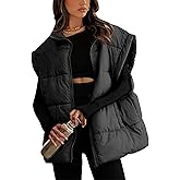 AMEBELLE Women's Oversized Puffer Vest Winter Quilted Lightweight Stand Collar Warm Padded Gilet Sleeveless Puffy Outerwear